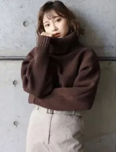 BIG タートル ニット プルオーバー MURUA knit ブラウン