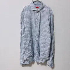 ISAIA イザイア ストライプ シャツ ワイドカラー 長袖 イタリア製のサムネイル