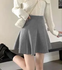インパン裏地付きフレアミニスカートグレー[at1747]