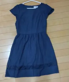 OFUON ネイビー ひざ丈ワンピース 半袖