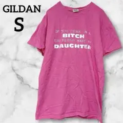 レア✨GILDAN 【S】　ギルダン　ピンク メッセージTシャツ　クルーネック
