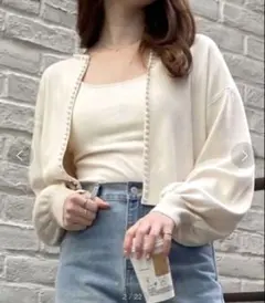 INGNI パール付きニットカーディガン