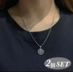 スマイル ネックレス 韓国 ユニセックス ストリート ペア