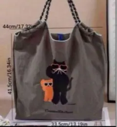 《新品‼️定価3200円》レディース　刺繍入り　エコバック　トートバッグ　猫のサムネイル