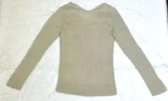 AOKI LES MUES famme ラメベージュVネック リブ編み ニット