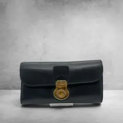 BURBERRY イタリア製 長財布 レザー ゴールド金具 ブラック 2888