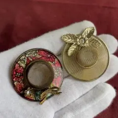 【25】帽子のブローチ2点　メッシュ素材　レトロ　ヴィンテージ