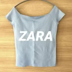 ★値下げ【美品】ZARA オフショル　トップス　パステルブルー　サマーニット