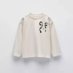 ZARA kids 3years 98cm 長袖　カットソー リボン　シルバー