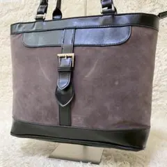 HAMANO トートバッグ スエード レザー 肩掛け A4収納 バイカラー