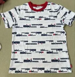 MIKI HOUSE ロゴ総柄 Tシャツ ホワイト レッド　150cmのサムネイル