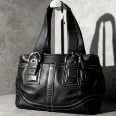 【本物】コーチ y2k ハンドバッグ 本革レザー 黒 ヴィンテージ SOHO