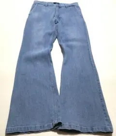 ハレ HARE スリムフレアデニムパンツ　ライトインディゴブルー ストレッチ