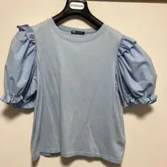 ZARAザラ ブルー パフスリーブ 半袖Tシャツ S