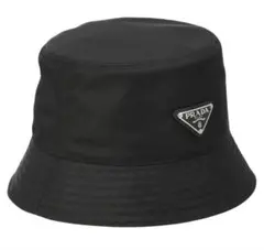 美品】PRADA バケットハット 黒 M 三角ロゴ ナイロン 正規品 人気