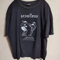 【古着】COLOUR TAKINGNESS ムエタイ Tシャツ ブラック M/L
