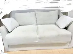 【直接取引】 グレー 収納付き2人掛けソファ