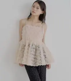 Chico ローズチュールペプラムブラウス ピンク