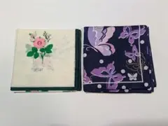 HM 花柄 蝶デザイン ハンカチ2枚セット