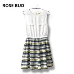 極美品✨ROSE BUD ローズバッド ワンピース　ボーダー ストレッチ素材のサムネイル