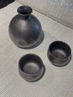 渋いデザイン徳利 ぐい呑み 3点セット 酒器セット 晩酌
