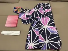 上品な紫とピンクの浴衣 帯と巾着セット S~Mサイズ