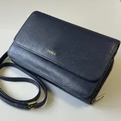 FURLA フルラ リーヴァ ショルダーウォレット ラウンド 長財布 ネイビー