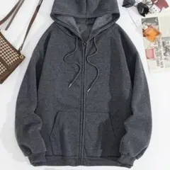 ダークグレー フルジップパーカー