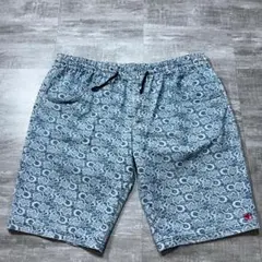 大きいサイズ 波達 総柄 ハーフパンツ デニム 刺繍ロゴ 4L ビッグサイズのサムネイル