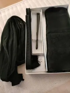 黒の着付け小物セット　帯揚げ　帯締め　腰紐　扇子