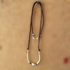 カジュアルビーズネックレス ホワイト ブルー