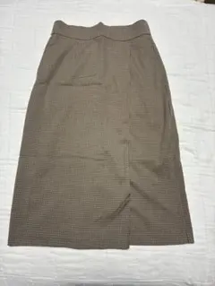 ブラウン系チェック タイトロングスカート