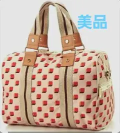 トートバッグ 赤い立方体模様