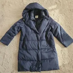 お値下げ！ダウンコート✨ナノ・ユニバース✨　ネイビー フード付き ロングダウン