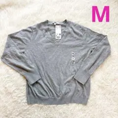 ✨新品✨UNIQLO ウォッシャブルコットンVネックセーター グレー Mのサムネイル