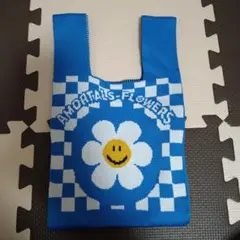 値下【新品未開封】鬼かわ ニットバッグ トートバッグ スマイルフラワーデザイン