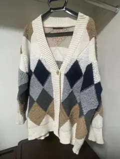 ダイヤモンドパターン カーディガン