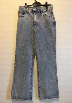 ハイウエスト　セミフレアデニムパンツ M ライトブルー　cu289 GRL