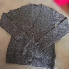 ユニクロ　ウールカーディガン　ミックスグレーM