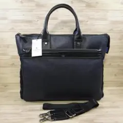 ランバンオンブルー 定価4万2900円 2WAY ビジネス トートバッグ 黒牛革 