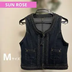 【美品】デニム　ベスト　二重ファスナーで着こなし多様　レディース　サンローズ