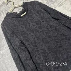 COLZA コルザ 黒 レース 長袖シャツ 花柄 ブラウス Mのサムネイル