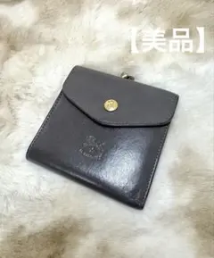 【美品】IL BISONTE イルビゾンテ　がま口二つ折り財布コンパクト　グレー