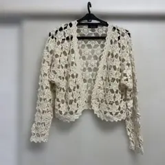 アイボリー クロシェカーディガン