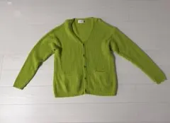 【Safari掲載】CAL O LINEリブ編みライムグリーンカーディガン L