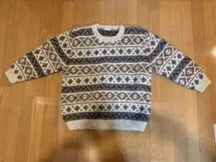 Papas 総柄　厚手ニット　モヘア　ヴィンテージ