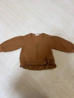 ブラウンリブ編みジップアップジャケット