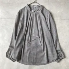 ships シップス 小紋プリントブラウス ボウタイ ブラウス シャツ グレー