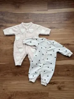 秋冬用ベビー ロンパース 2枚セット
