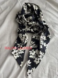 RALPH LAUREN ラルフローレン 花柄 スカーフ シルク　黒